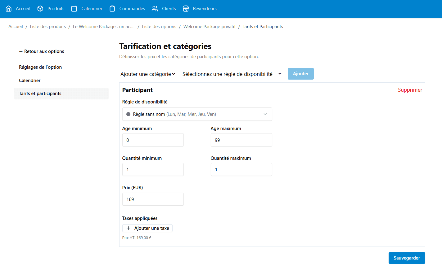 Screenshot der Tarifverwaltung in Explorates