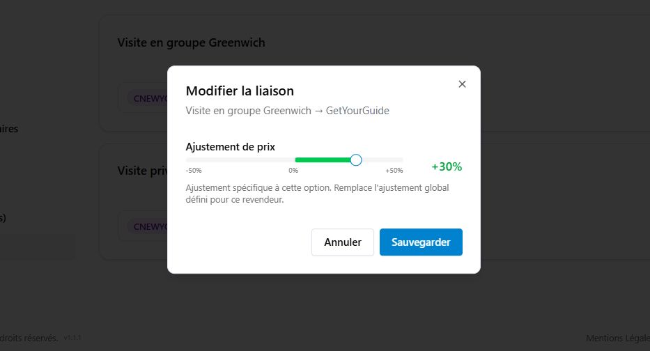 Capture d'écran du pricing sur Explorates