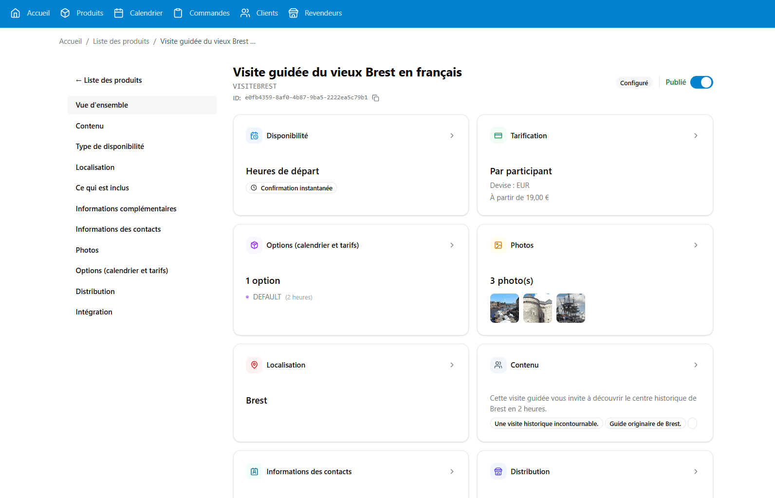 Detalle de configuración de una visita guiada en Explorates